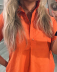 Summer Orange Shirt Dress