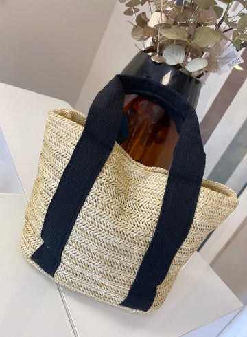 Small Straw Bag Black