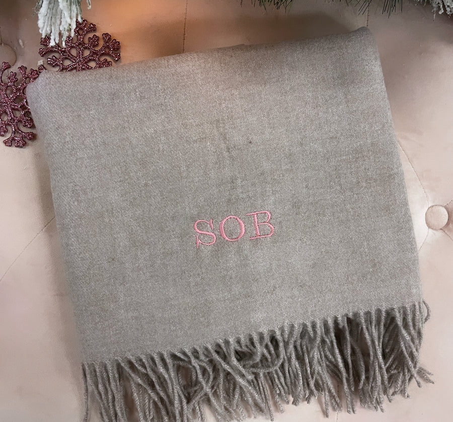 Long Personalised Scarf Taupe