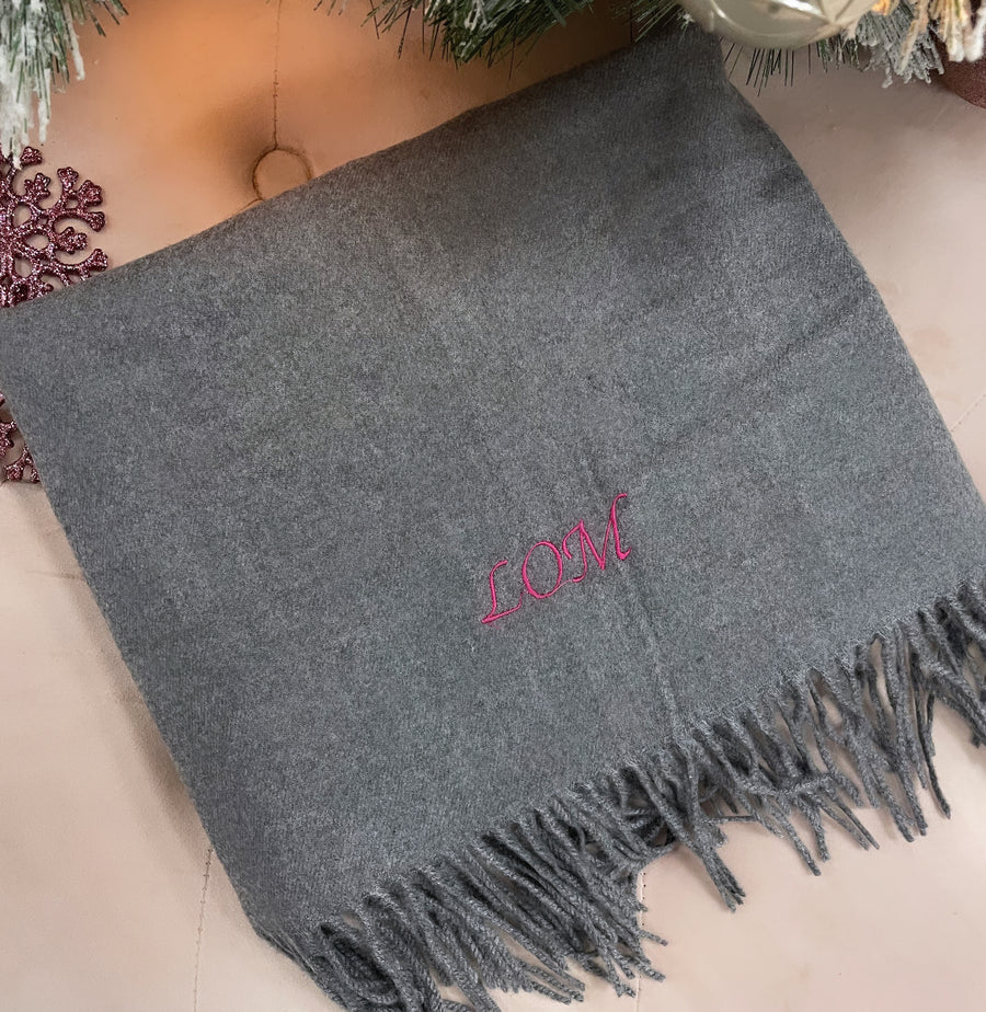 Long Personalised Scarf Grey