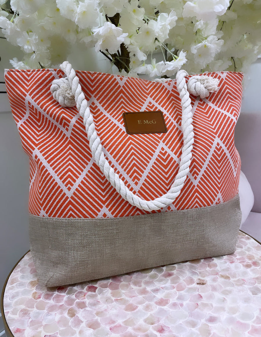 Orange Print Bag Personalised