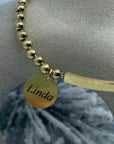 Beaded Bar  Disc Bracelet Gold ( Personalised )