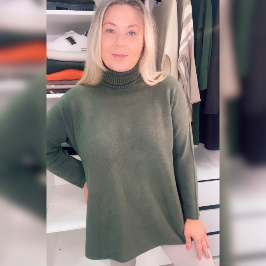 Roll Neck Knit Khaki