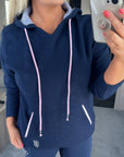 Ribbed Hoodie Navy