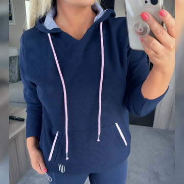 Ribbed Hoodie Navy