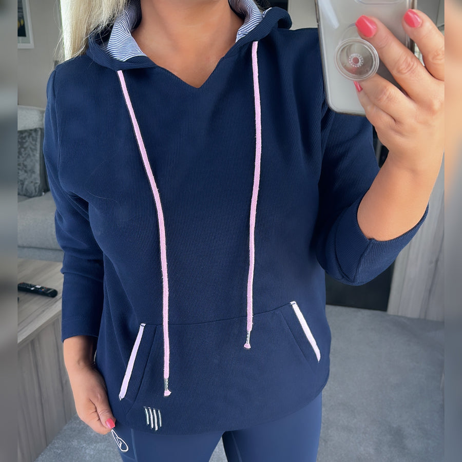 Ribbed Hoodie Navy