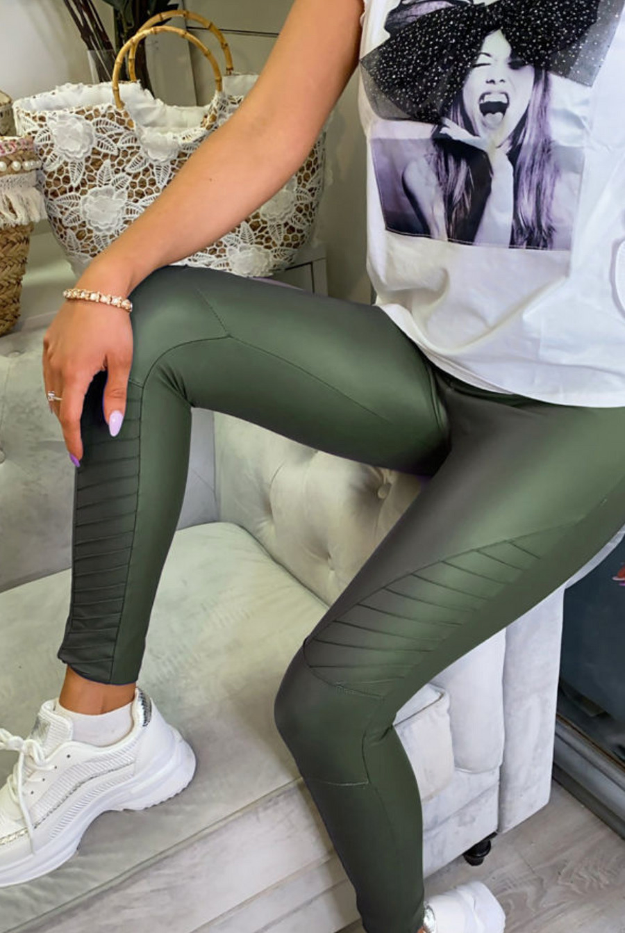 Harley Biker Leggings Olive