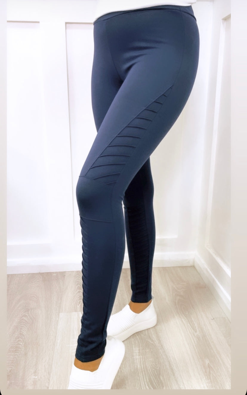 Spandex Jenna Biker Leggings Navy