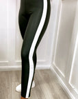 Megan Stripe Leather Look Leggings