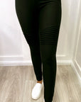 Spandex Jackie Moto Leggings Black