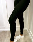 Spandex Jackie Moto Leggings Black