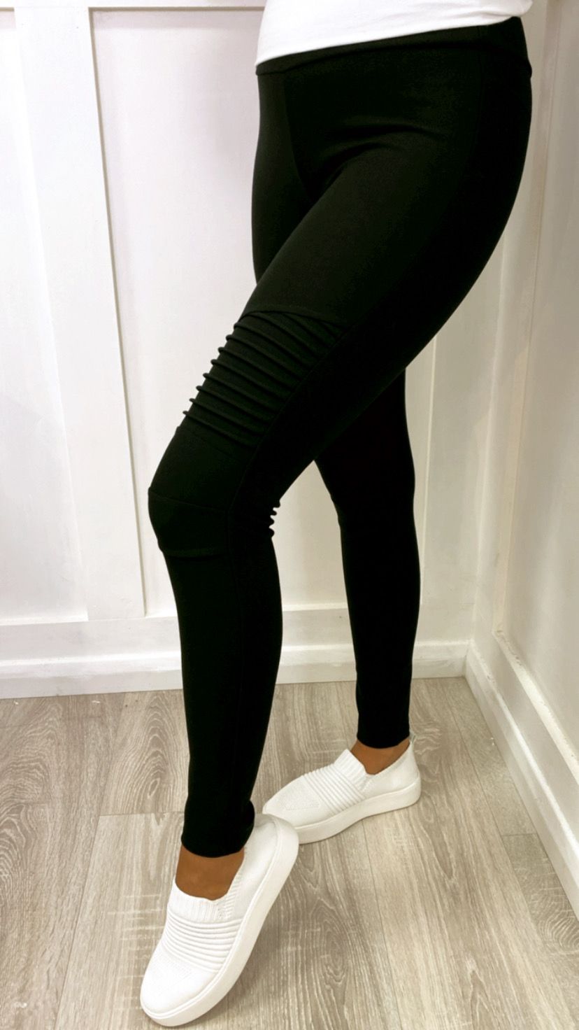 Spandex Jackie Moto Leggings Black